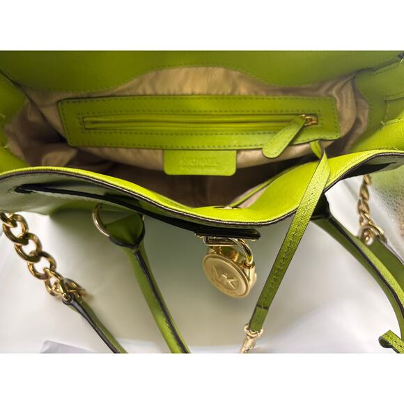 Michael Kors Medium Hamilton Saffiano Lime Green Tote - Picture 3 of 3
